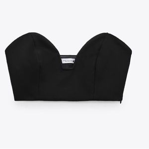 Zara Black Sweetheart Neck Top, XS